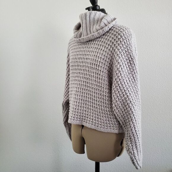 Express Sweater Women's Small Gray Cropped Oversized Chunky Knit - Picture 5 of 9